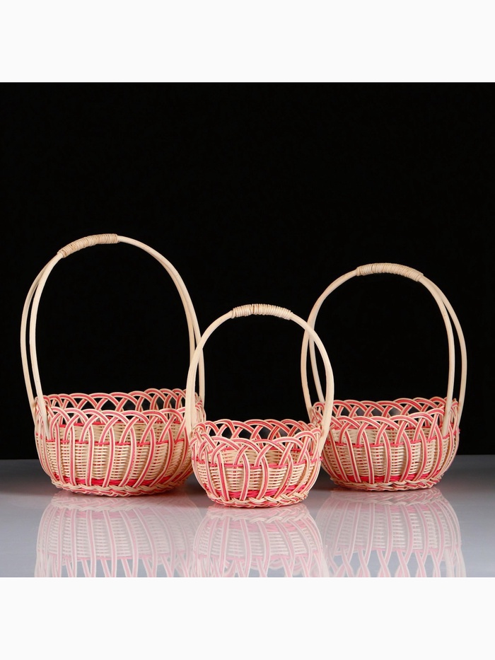 УЦЕНКА Набор корзин, 3 шт, 23×12/38 см, 21×11/37 см, 19×10/36 см, ротанг - Фото 1