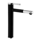 УЦЕНКА Смеситель для раковины ZEIN ZF-013, высокий, картридж 35 мм, латунь, черный/хром 10869237