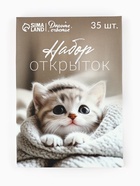 Набор мини-открыток в коробке со скрепками «Котики», 35 штук, 8 x 10 см 10860147