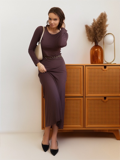 Платье женское макси MIST, размер 40 (XS), коричневое