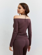 Лонгслив с открытыми плечами женский MIST, размер XS, коричневый 10658503