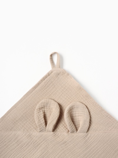 Полотенце-уголок муслиновый Крошка Я 75×75 см, 100% хлопок, 120 г/м², бежевое