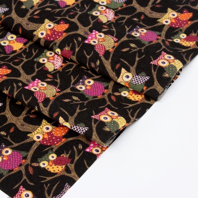 Ткань для рукоделия и шитья «Совы», хлопок, ширина 155 см