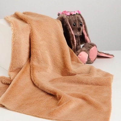 Ткань для рукоделия и шитья, мех коротковорсовой на трикотажной основе, ширина 155 см, светло-коричневая