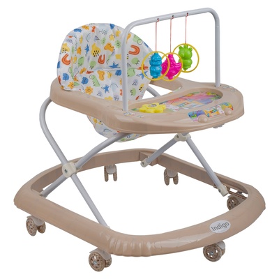 Ходунки «Карусельки С», 7 силиконовых колес, музыкальные, бежевые