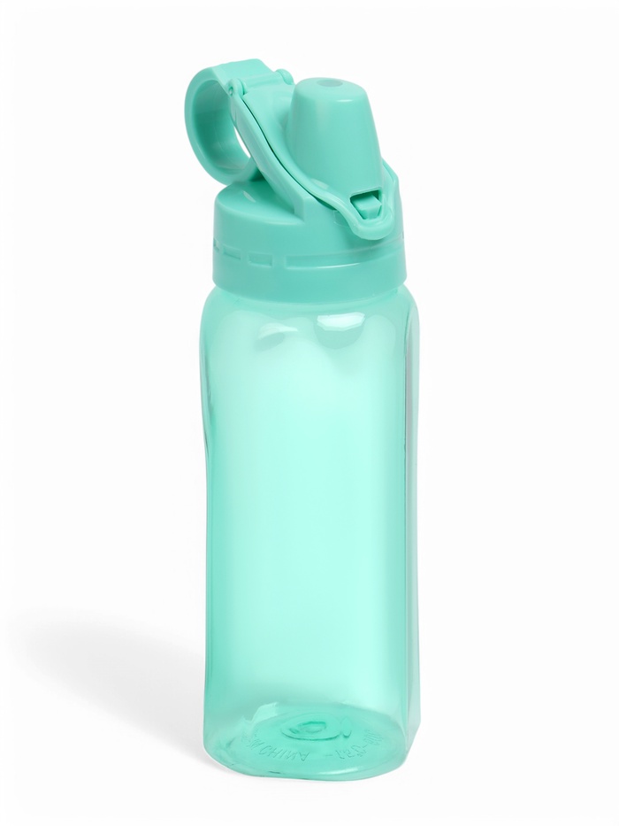 Бутылка для воды спортивная, прозрачная, 450 мл, 20×8 см, пластиковая, бирюзовая - Фото 1