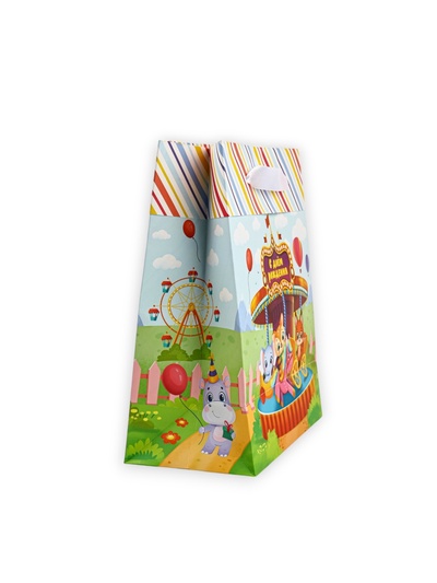 Пакет ламинированный двухсторонний «С Днём рождения», карусель, ML 23 х 27 х 11.5 см