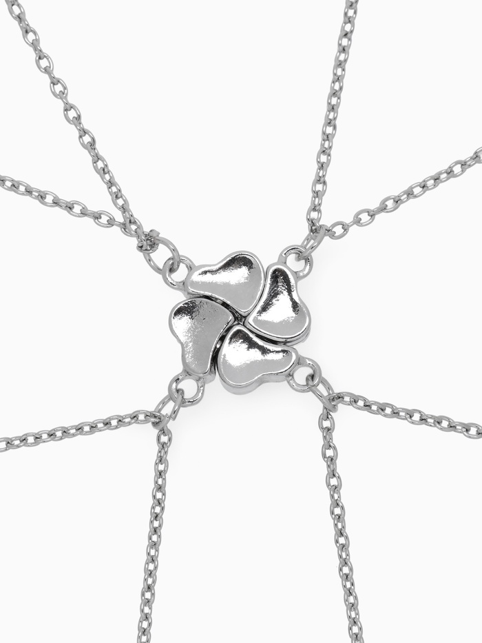 Кулоны парные на цепочке «Неразлучники», на магните, четыре сердца, серебро, 55 см - Фото 1