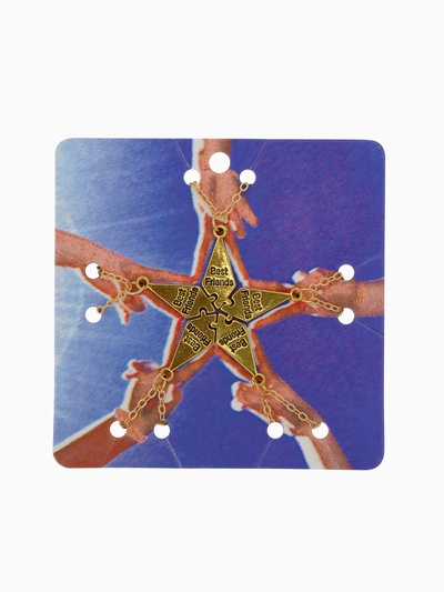 Кулоны парные на цепочке «Неразлучники», пять пазлов, цвет золото, 45 см