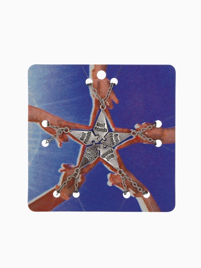 Кулоны парные на цепочке «Неразлучники», пять пазлов, цвет серебро, 45 см