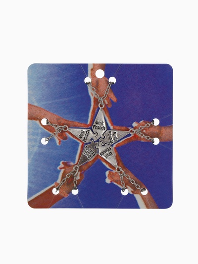 Кулоны парные на цепочке «Неразлучники. 5 пазлов», L=45 см, набор 2 шт. цвет серебро