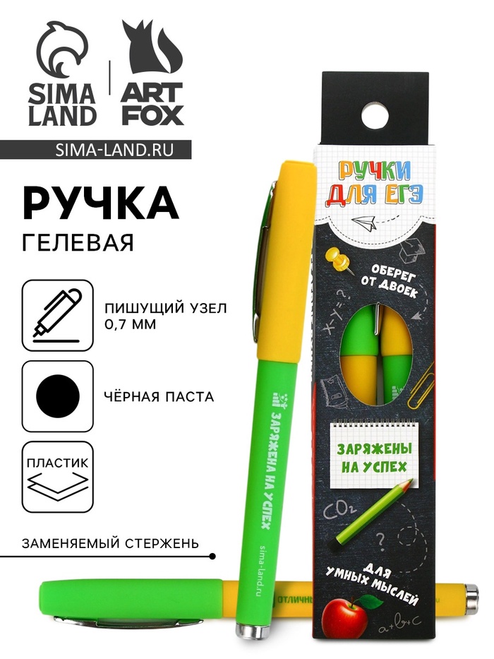 Ручка гелевая «Ручки для ЕГЭ заряжены на успех» 2 шт., чёрная паста - Фото 1