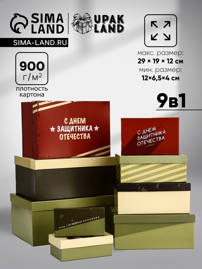 Набор коробок 9 в 1 «23 февраля», 19×29×12 - 12×6.5×4 см