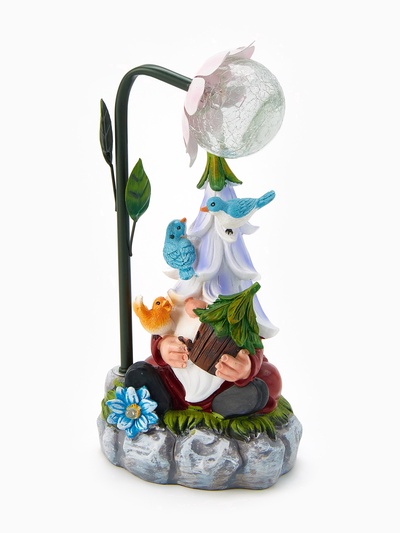 Садовая фигура из полистоуна «Гном лесничий», 25×14×12 см, с подсветкой