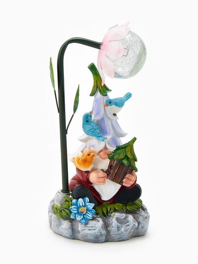 Садовая фигура из полистоуна «Гном лесничий», 25×14×12 см, с подсветкой