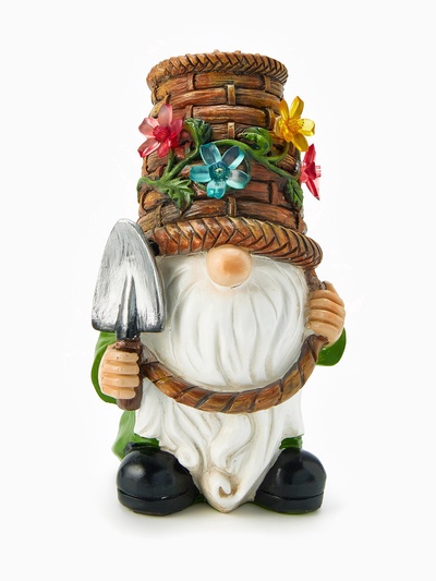 Садовая фигура из полистоуна «Гном с лопатой», 24×14×13.5 см, с подсветкой