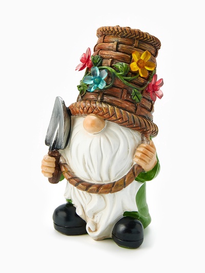 Садовая фигура из полистоуна «Гном с лопатой», 24×14×13.5 см, с подсветкой