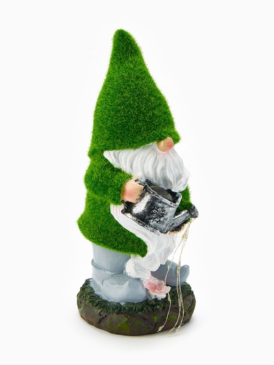 Садовая фигура из полистоуна «Гном с лейкой», 26.8×11.5×11.5 см, с подсветкой