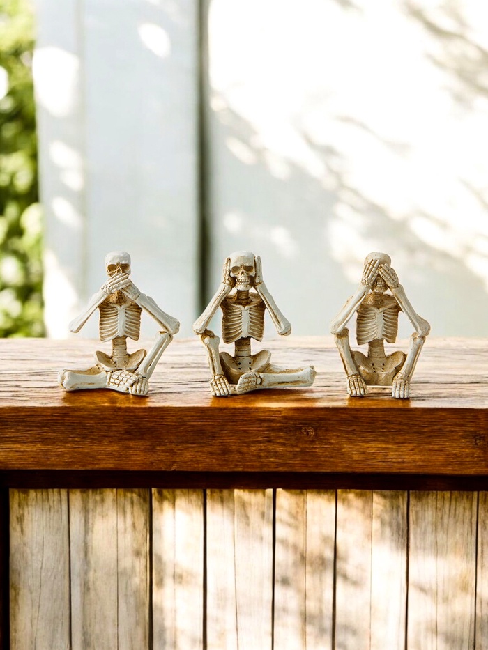 Набор фигурок полистоун TAKE IT EASY «Скелеты: не вижу, не слышу, не говорю», 3 шт., 8×6.4 см - Фото 1