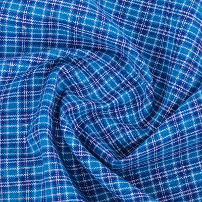 Ткань для рукоделия и шитья, в клетку сине-голубая, ширина 150 см