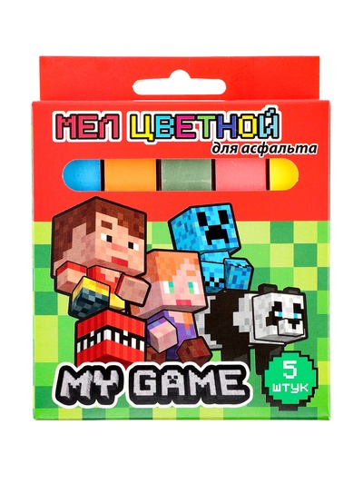 Мел цветной My Game, для асфальта, 1.7×1.7, длина 9.1 см 5 шт.