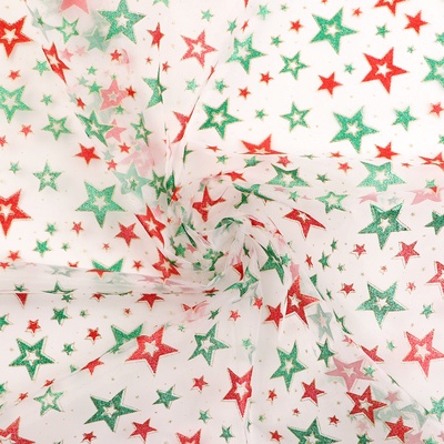 Ткань для рукоделия и шитья органза, ширина 150 см, звезды