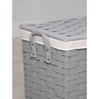 УЦЕНКА Корзина для белья Доляна «Плетение», с крышкой, 46×34×50 см, серая - Фото 5