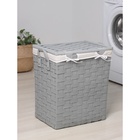 УЦЕНКА Корзина для белья Доляна «Плетение», с крышкой, 46×34×50 см, серая - Фото 7