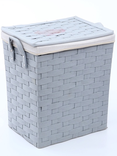 УЦЕНКА Корзина для белья Доляна «Плетение», с крышкой, 46×34×50 см, серая