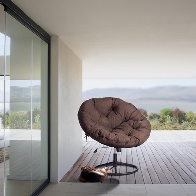 Кресло для отдыха CLOUDE HOME, 950×830(890)×950 мм, рогожка/металл, цвет коричневый