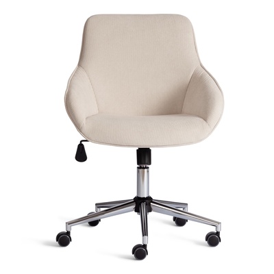 Кресло офисное для оператора DUBLIN, на колёсиках, вельвет, цвет молочный/хром