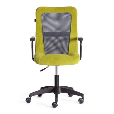 Кресло офисное для оператора STAFF, на колёсиках, флок/ткань, цвет олива/серый