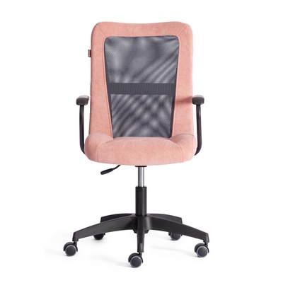 Кресло офисное для оператора STAFF, на колёсиках, флок/ткань, цвет розовый/серый
