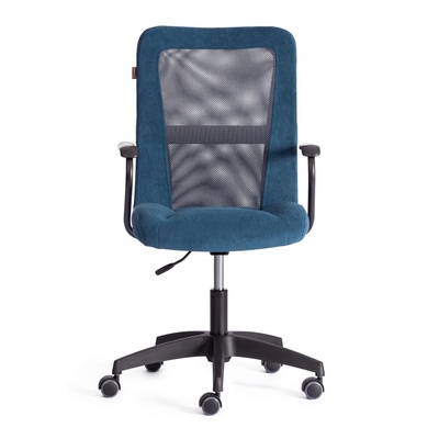 Кресло офисное для оператора STAFF, на колёсиках, флок/ткань, цвет синий/серый