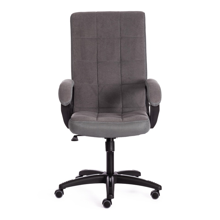 Кресло офисное для руководителя TRENDY, на колёсиках, флок/ткань, цвет серый