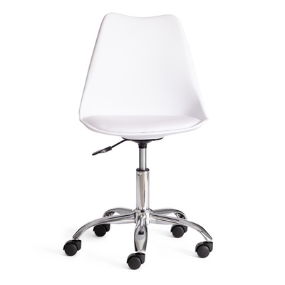 Кресло офисное для оператора TULIP, на колёсиках, металл/пластик/PU, цвет белый/хром