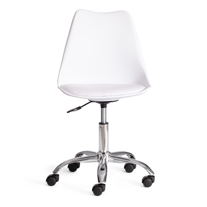 Кресло офисное для оператора TULIP, на колёсиках, металл/пластик/PU, цвет белый/хром - Фото 1
