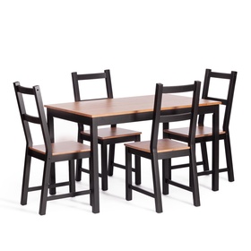 Комплект Соната (стол + 4 стула) / Sonata dining set, массив сосны, антик/чёрный