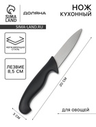 Нож кухонный для овощей Sharp, лезвие 8.5 см, нержавеющая сталь, чёрная ручка - Фото 1