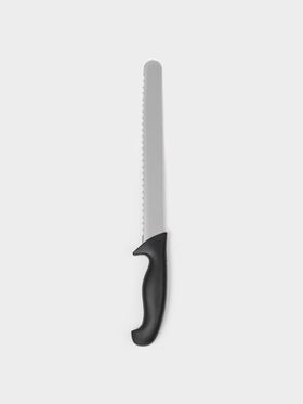 Нож кухонный для хлеба Sharp, лезвие 24.5 см, нержавеющая сталь, чёрная ручка