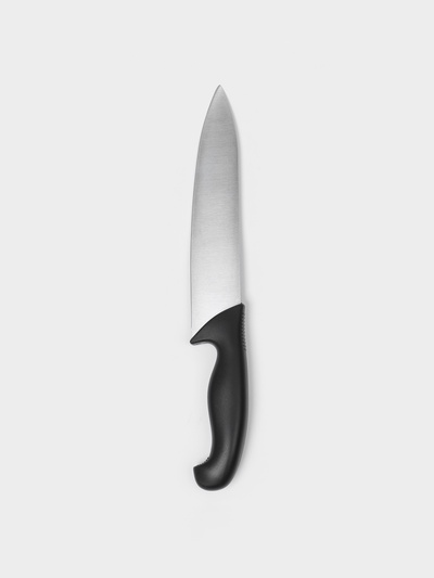 Нож кухонный шеф Sharp, лезвие 19.5 см, нержавеющая сталь, чёрная ручка