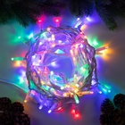 УЦЕНКА Гирлянда «Нить» 10 м, IP65, УМС, белая каучуковая нить, 100 LED, свечение мульти, 220 В - фото 14771981