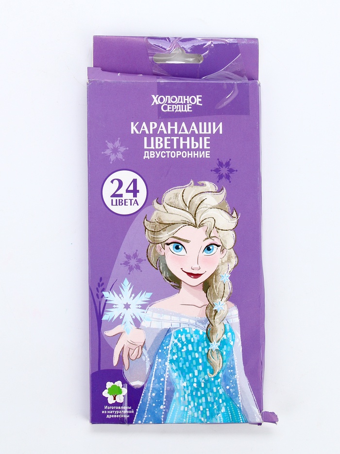 УЦЕНКА Карандаши цветные 24 цвета, двусторонние, Холодное сердце - Фото 1