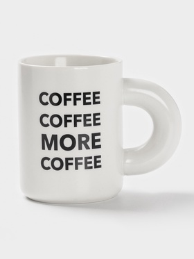 Кружка Доляна Coffee more, фарфор, 400 мл, 12.5×8×10.8 см, фарфор, белая