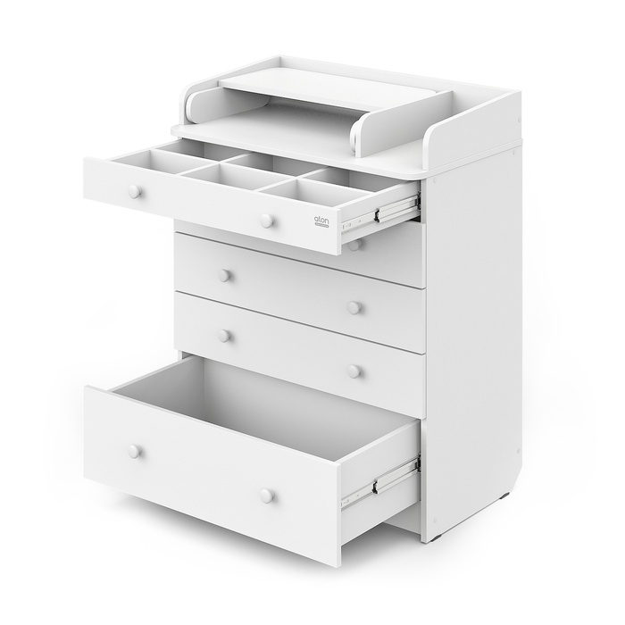 Комод пеленальный детский Leo «Лео» 800/5, 80×47×101 см, 5 ящиков, с органайзером, белый - Фото 1