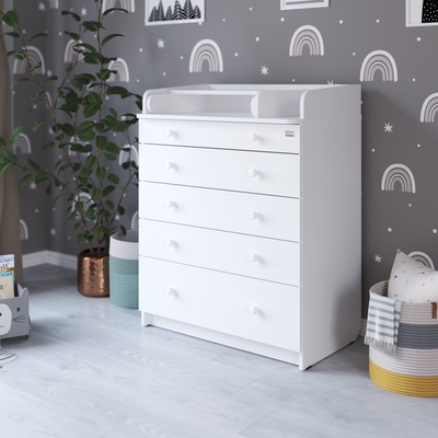 Комод пеленальный детский Leo «Лео» 800/5, 80х47х101 см, 5 ящиков, с органайзером, белый