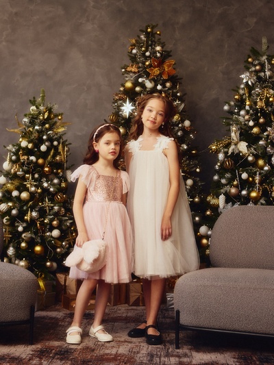 Платье детское нарядное KAFTAN, рост 90 см, розовое