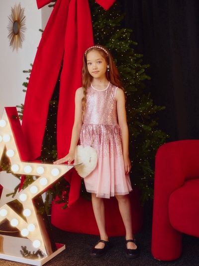 Платье нарядное для девочки KAFTAN с пайетками, сиреневое, рост 116-122 см