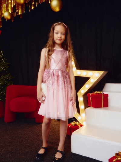 Платье нарядное для девочки KAFTAN с пайетками, сиреневое, рост 116-122 см