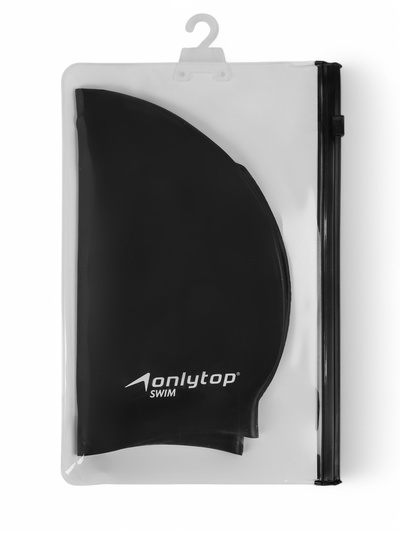 Шапочка для плавания взрослая ONLYTOP, силиконовая, 56 г, обхват 54-60 см, чёрная